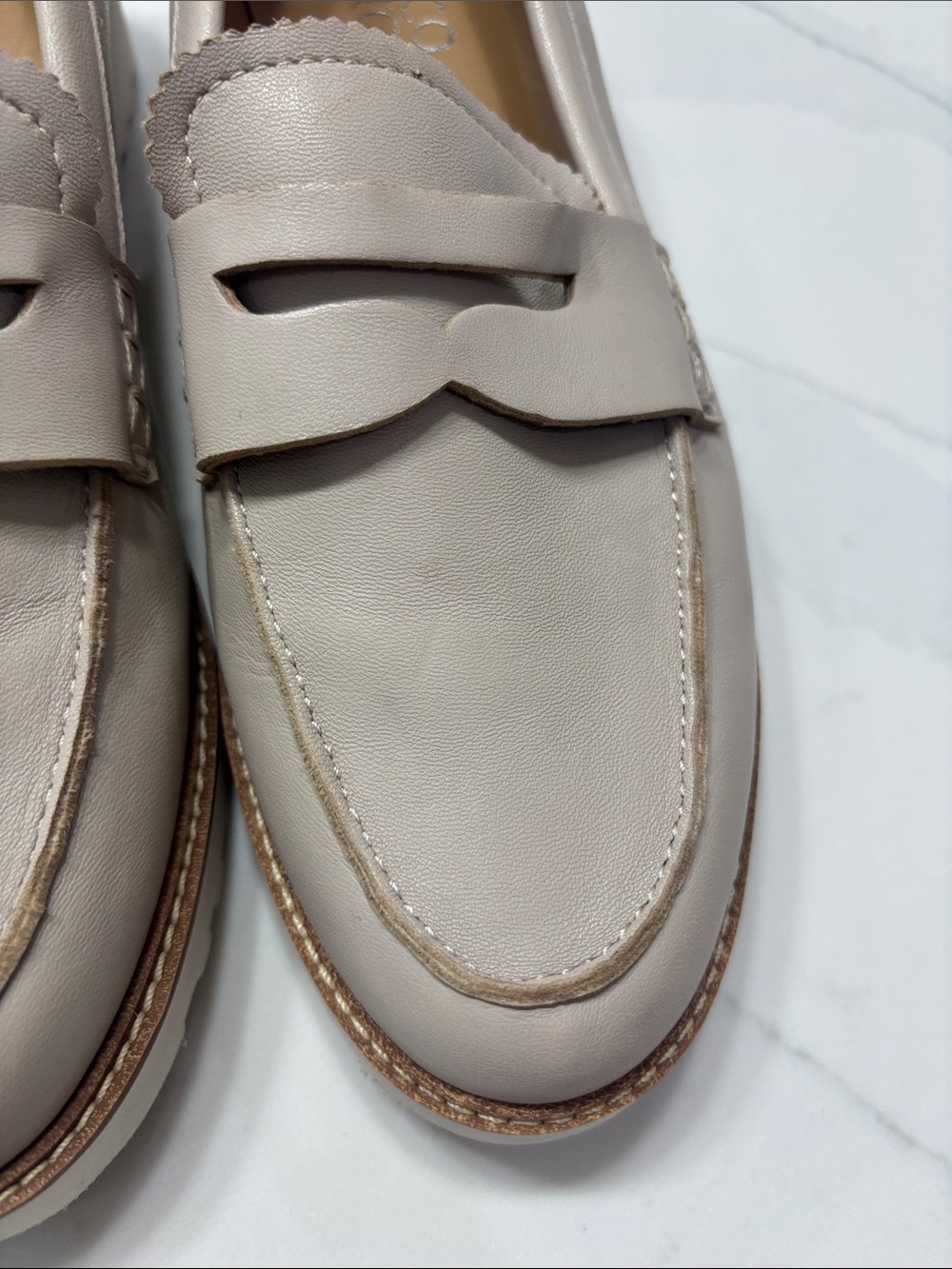 Franco Sarto Cream Leather Penny Loafers - Picture 4 of 14